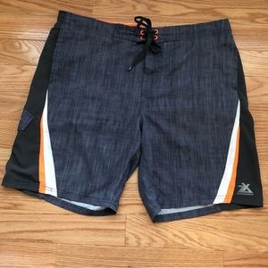 Zero Exposure Board Shorts Mens Gray Lined Surf Swim Trunks Cargo size XXL